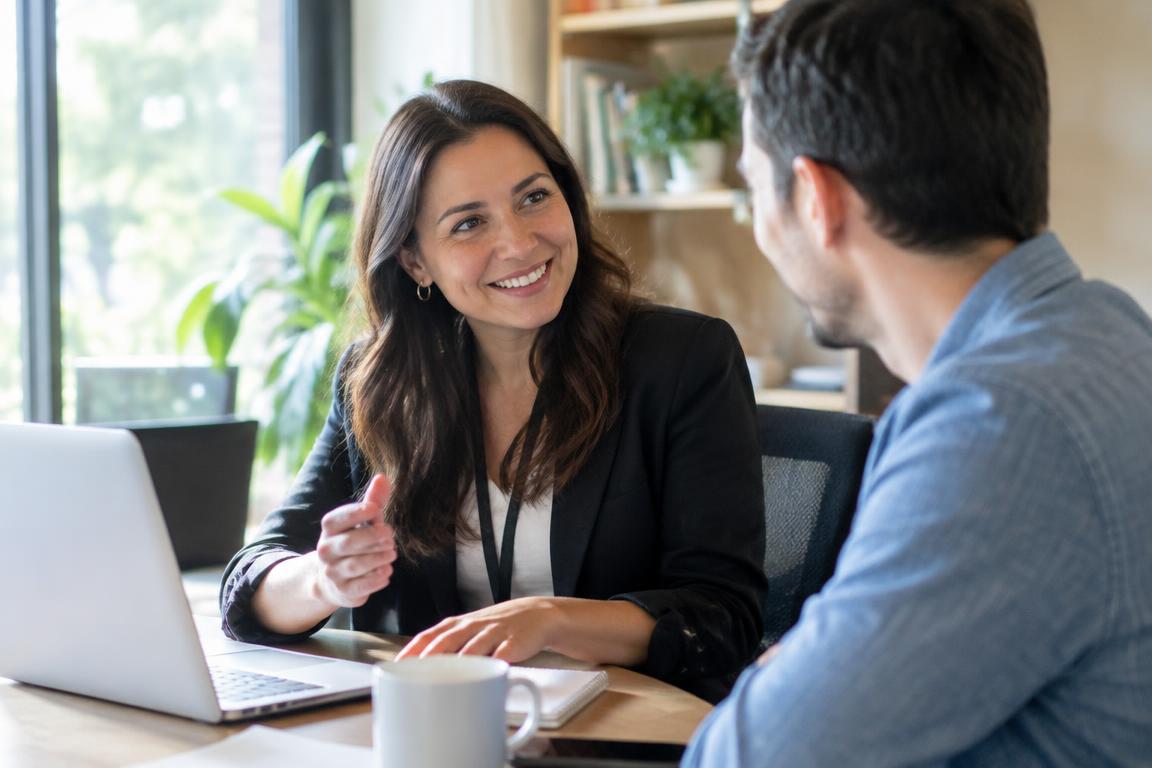 Professionnelle RH en échange avec un collègue au bureau
